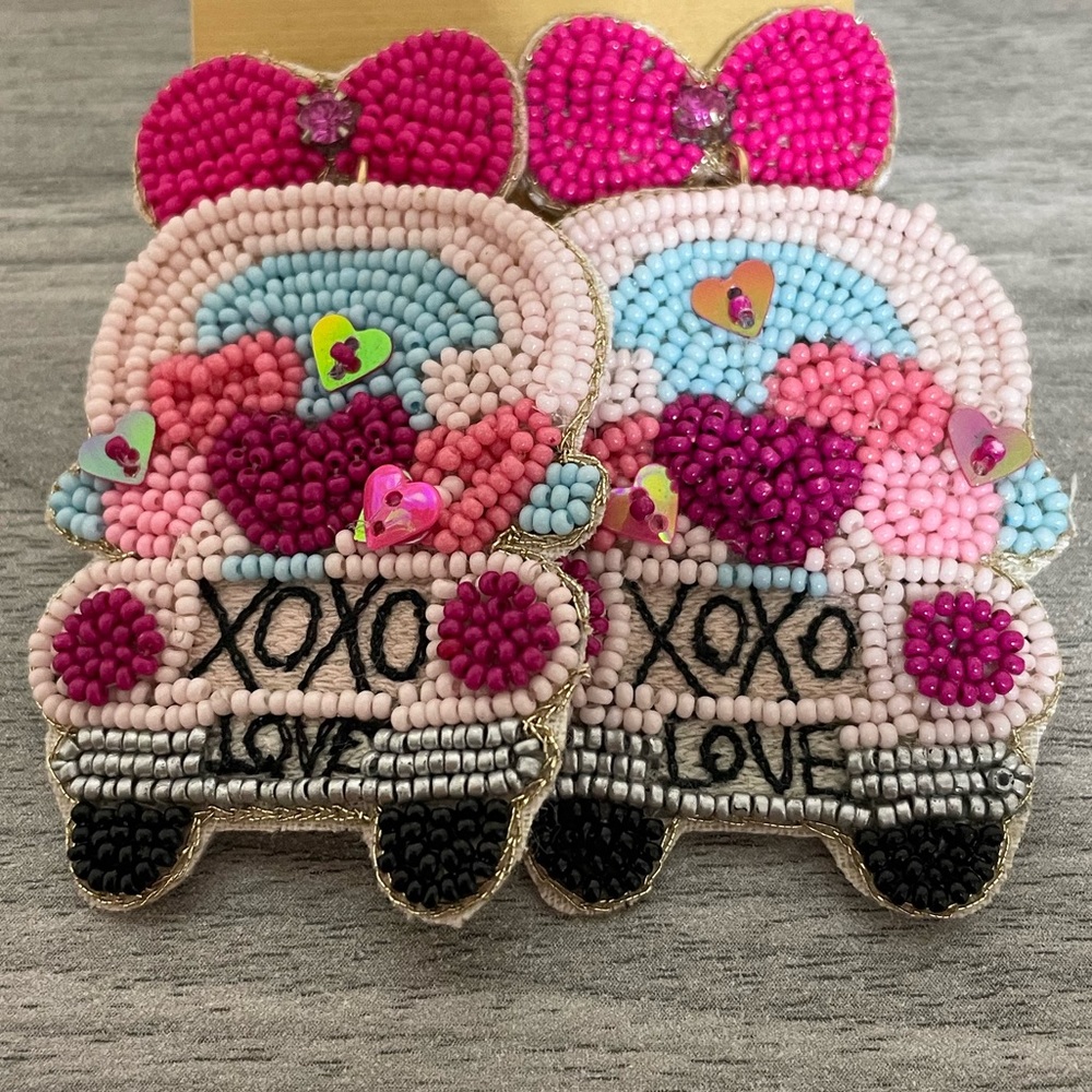 Multicolor Beaded Love Bus Earrings Valentine’s Day Jewelry
